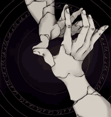 a drawing of a person 's hands with a circle around them that says ' a '