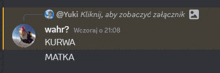 a screenshot of a conversation with yuki kliknij