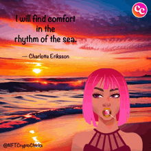 a poster of a girl with pink hair and a quote by charlotte eriksson