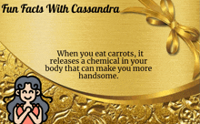 a gold background with the words fun facts with cassandra written on it