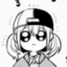 a black and white drawing of a girl wearing a baseball cap and sunglasses .