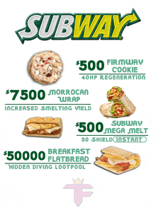 an advertisement for subway shows a cookie a sandwich and a wrap