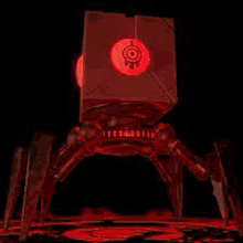 a 3d model of a robot with a red light coming out of it .