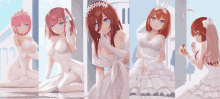 a collection of anime girls in white dresses