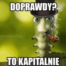 a caterpillar wearing a top hat is smoking a pipe .