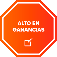 a stop sign that says alto en ganancias with a check mark