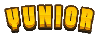 the word junior is displayed in yellow letters on a white background