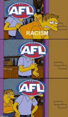 a cartoon of a man with afl written on his face