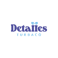 a blue and white logo for detalles turbaco on a white background