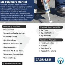 a poster for the ms polymers market shows a person applying sealant to a roof