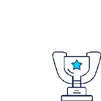 a line drawing of a trophy with a star on it