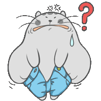 a cartoon of a cat with a question mark above it