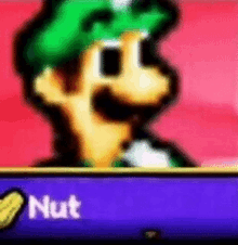 a blurred image of a cartoon character with the word nut in the lower right corner