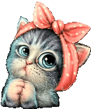 a kitten wearing a pink headband with a bow on its head .