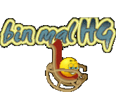 a cartoon smiley face is sitting in a rocking chair under the word bin malhq