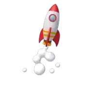 a cartoon rocket is flying through the air with bubbles around it