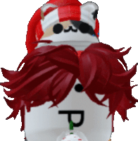 a cat with red hair and a mustache has the letter p on its shirt