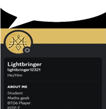 a screenshot of a person 's profile which says lightbringer