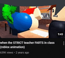 a video of a strict teacher farts in a roblox animation