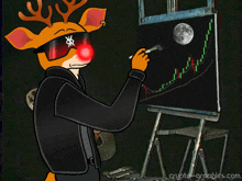 a cartoon of a deer drawing a graph on an easel with crypto-graphics.com at the bottom