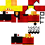 a minecraft skin of a man with a yellow hat and red and black pants .