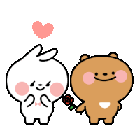 a cartoon of a rabbit and a bear holding hands