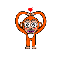 a cartoon monkey is making a heart shape with its hands