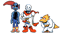 a pixel art drawing of undertale characters including papyrus