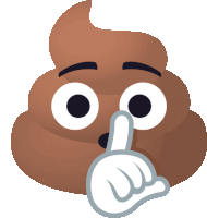 a cartoon drawing of a poop holding a finger to its mouth