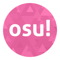 a pink circle with the word osu written in white