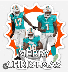 a miami dolphins christmas card with three players