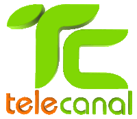 a green and orange logo for telecanal with a white background