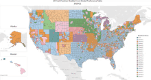 a map of the united states showing all first position models from model preference table 2020q1