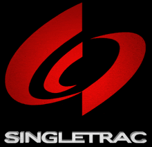 a singletrac logo with a red circle