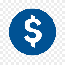 a blue circle with a white dollar sign in it