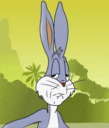 a cartoon of bugs bunny with a sad face