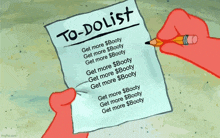 a cartoon hand is holding a to-do list