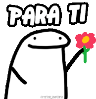 a cartoon character is holding a flower with the words para ti written above it