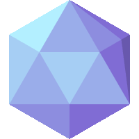 a blue and purple cube with a white background