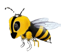 a cartoon drawing of a bee with a big eye