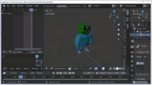 a computer screen shows a 3d model of a person with a green hat