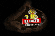 a logo for el gato pirotecnia with a cartoon cat