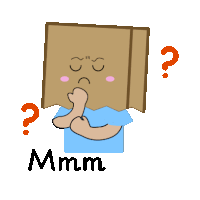 a cartoon of a person with a cardboard box on their head and the word mmmm below him