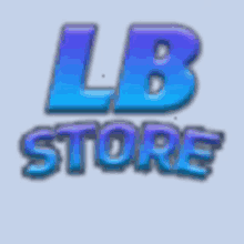 a blue and purple lb store logo on a blue background