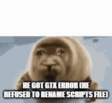 a seal with the words `` he got gtx error the refused to rename script 's file '' written on it .