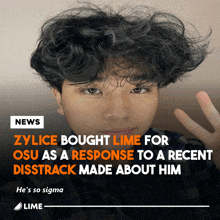 a news article about zylice bought lime for osu as a response to a recent distrack made about him