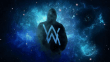 a person in a black hoodie with a w logo on the back