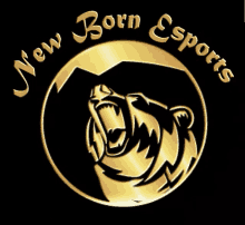 a logo for new born esports shows a bear in a circle