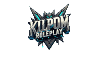 a logo for killpom roleplay with a blue and black emblem