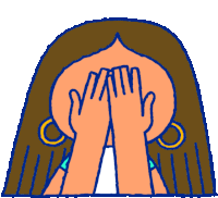 a cartoon drawing of a woman with her hands on her face